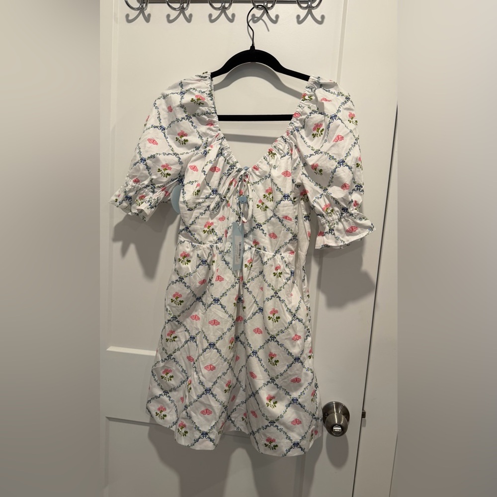 Hill House White Dress with Pink and Blue Floral Design - Picture 2 of 3